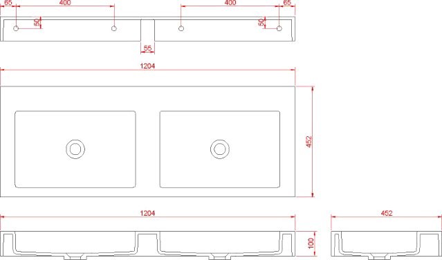 Раковина подвесная Armadi Art Flat 888-120 ST 120 матовая белая, прямоугольная, двойная, искусственный камень