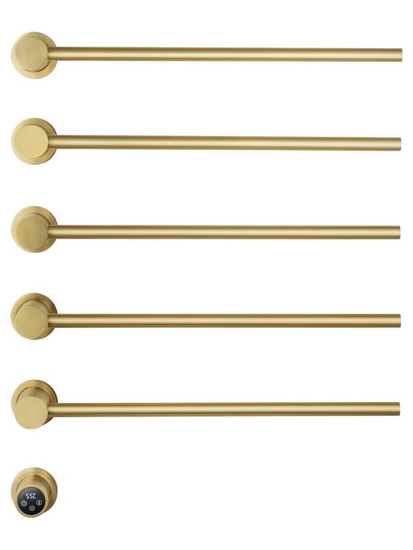 Полотенцесушитель электрический Wonzon & Woghand Hamburg WW-AL315-BG 65x45 см, скрытое подключение слева, брашированное золото, лесенка