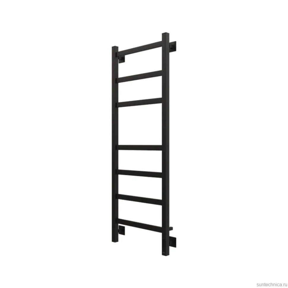 Полотенцесушитель электрический Grota Nosto 430х1200 RAL9005 EL 120x45 см, подключение справа, слева, скрытое подключение справа, матовый черный, лесенка, из стали