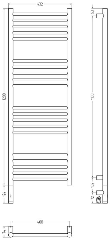 Полотенцесушитель электрический Сунержа Богема 3.1 00-6004-1240 130x45 см, подключение слева, без покрытия, лесенка