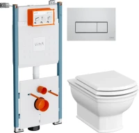 Комплект Унитаз подвесной VitrA Valarte + Крышка 124-003-009 с микролифтом + Инсталляция V-Fix Core 732-5800-01PV + Кнопка Root Square 740-2380 хром