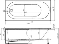 Акриловая ванна Aquanet Lotos 328870 175x80 см, пристенная, белая, с каркасом