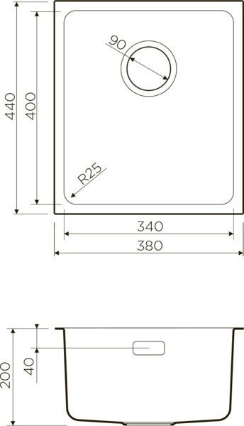Мойка кухонная Omoikiri TADZAVA 38-U-IN нержавеющая сталь