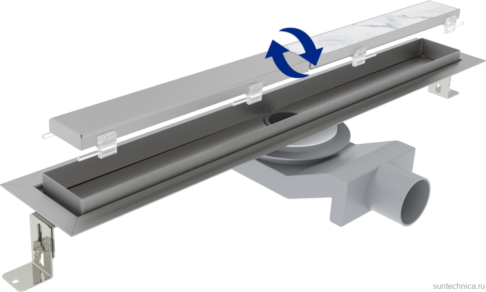 Душевой трап (лоток) Plumberia Selection PST In-Tile PST100MT 100 см, решетка матовая нержавеющая сталь, с сифоном, под плитку