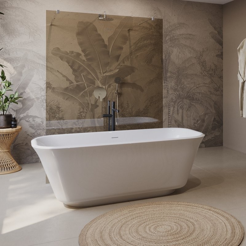 Акриловая ванна BelBagno Due BB702 170x80 см, отдельностоящая, белая, на ножках, со сливом-переливом, с донным клапаном