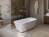 Акриловая ванна BelBagno Due BB702 170x80 см, отдельностоящая, белая, на ножках, со сливом-переливом, с донным клапаном