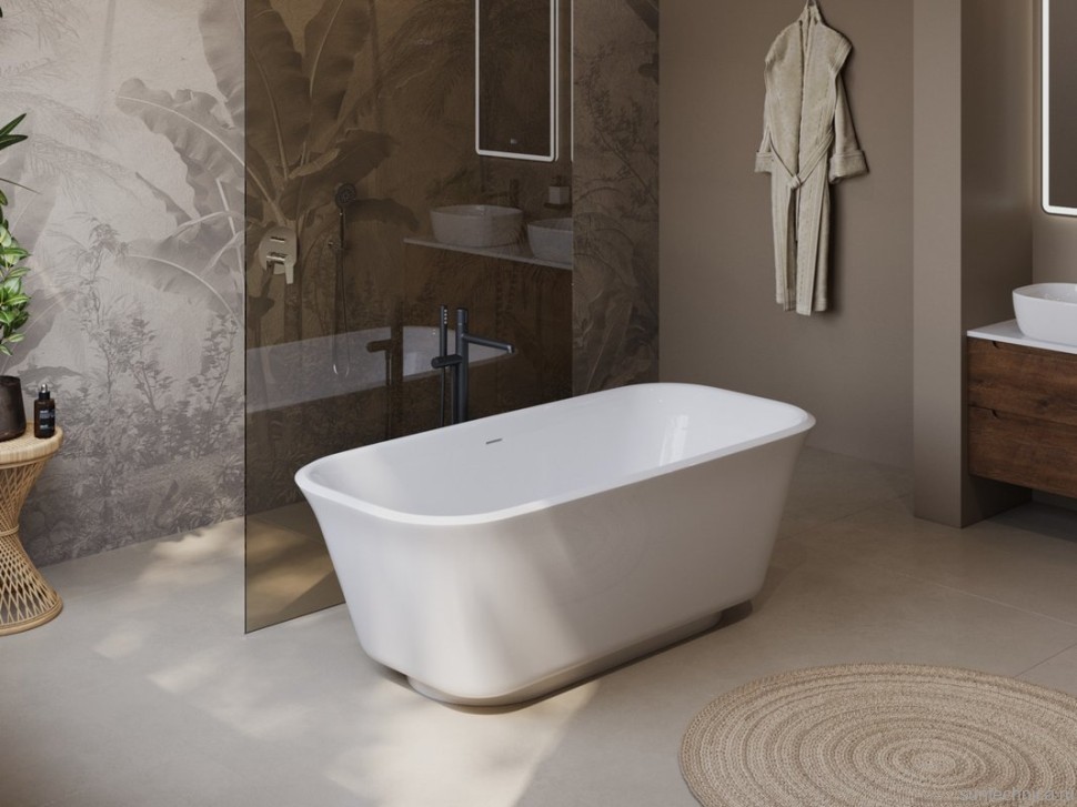 Акриловая ванна BelBagno Due BB702 170x80 см, отдельностоящая, белая, на ножках, со сливом-переливом, с донным клапаном