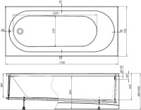 Акриловая ванна Aquanet Lotos 334159 170x70 см, пристенная, белая, с каркасом