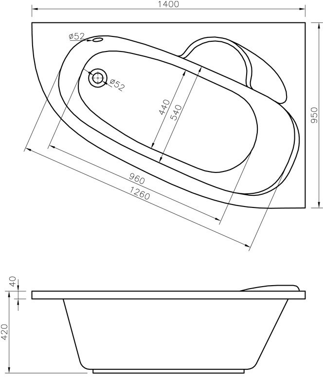 Акриловая ванна Lavinia Boho Bell Pro R 140x95 см, угловая, правая, встраиваемая, белая, асимметричная, с каркасом, с сиденьем