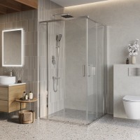 Душевой уголок BelBagno Luce A-22-100+30-C-Cr профиль хром, стекло прозрачное