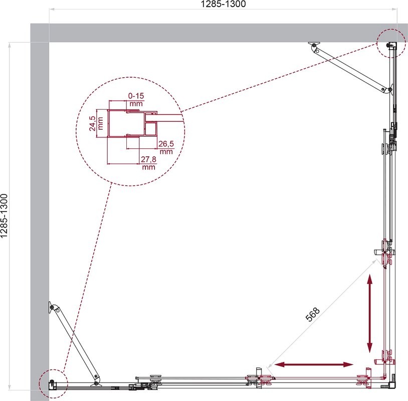 Душевой уголок BelBagno Luce A-22-100+30-C-Cr профиль хром, стекло прозрачное