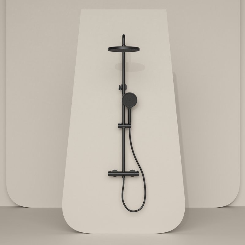 Душевая стойка Sancos Teo SC11001MB с термостатом, черный