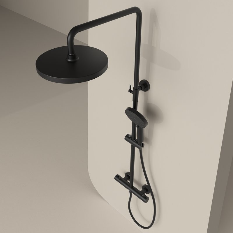 Душевая стойка Sancos Teo SC11001MB с термостатом, черный
