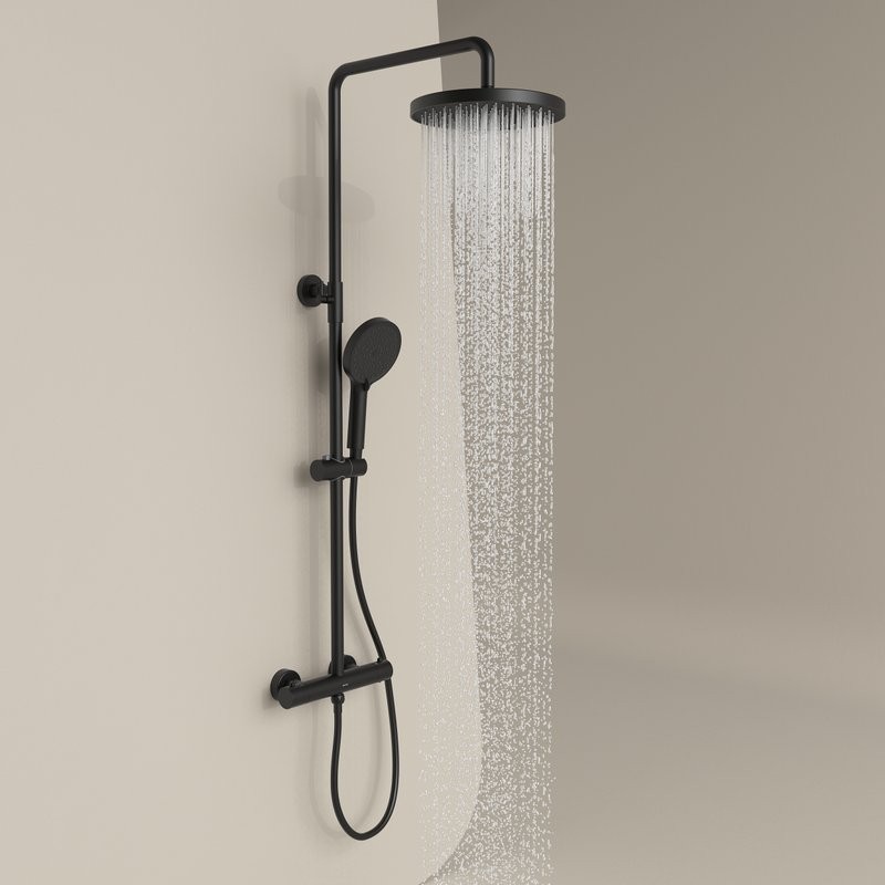 Душевая стойка Sancos Teo SC11001MB с термостатом, черный