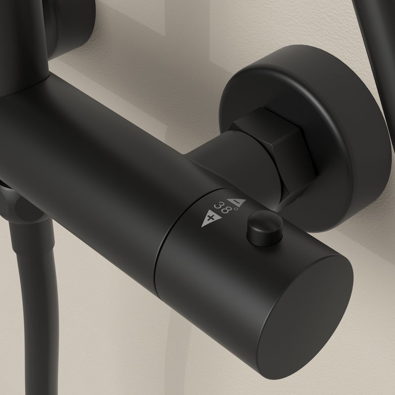 Душевая стойка Sancos Teo SC11001MB с термостатом, черный