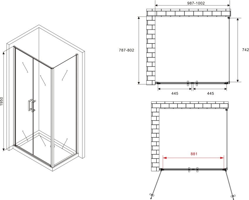 Душевой уголок Abber Sonnenstrand AG04100C-S80 80x100, профиль хром, стекло прозрачное