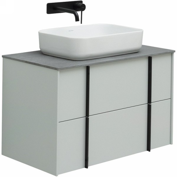 Тумба под раковину со столешницей Allen Brau Reality 80 подвесная, папирус матовый, столешница графит