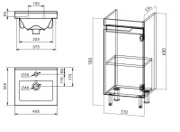 Тумба под раковину без столешницы Emmy Агата 40 R глянцевая белая