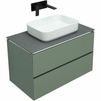 Тумба с раковиной Allen Brau Infinity 85 подвесная, олива матовый, столешница графит структ