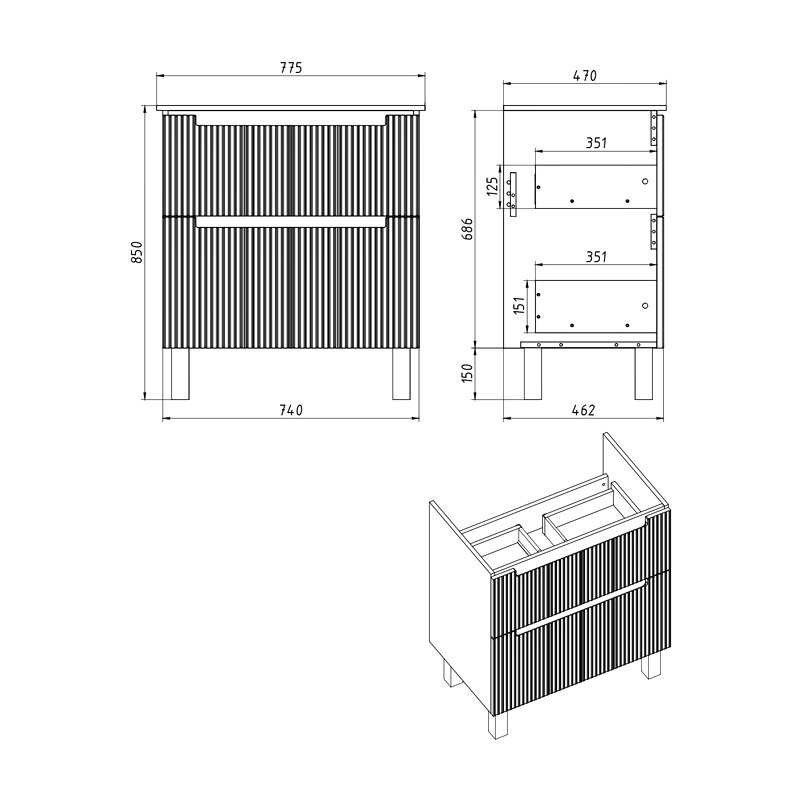 Тумба под раковину без столешницы Dreja Euphoria 80 матовая бежевая