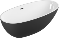 Акриловая ванна Grossman Fly GR-1104MB 170x75 см, отдельностоящая, черная, овальная, со сливом-переливом, с донным клапаном