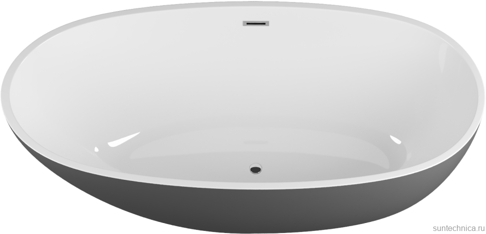 Акриловая ванна Grossman Fly GR-1104MB 170x75 см, отдельностоящая, черная, овальная, со сливом-переливом, с донным клапаном
