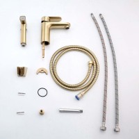 Смеситель для раковины AQUATEK Ника AQ1812BG с гигиеническим душем, золото шлифованное