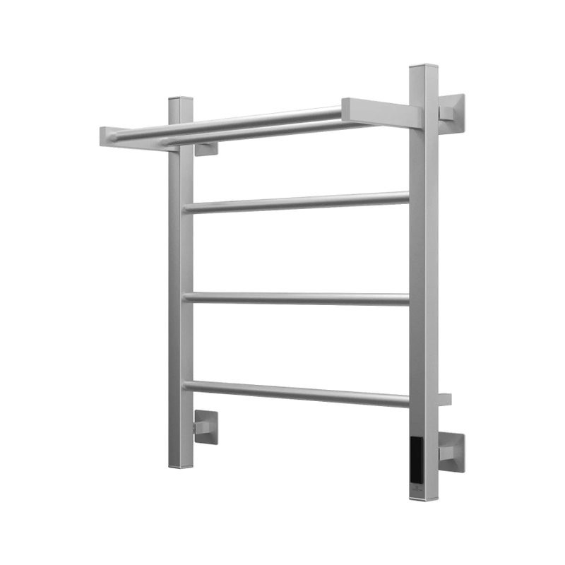 Полотенцесушитель электрический Grota App 530х600 NM EL 60x55 см, подключение справа, слева, скрытое подключение справа, матовый хром, лесенка, с полкой