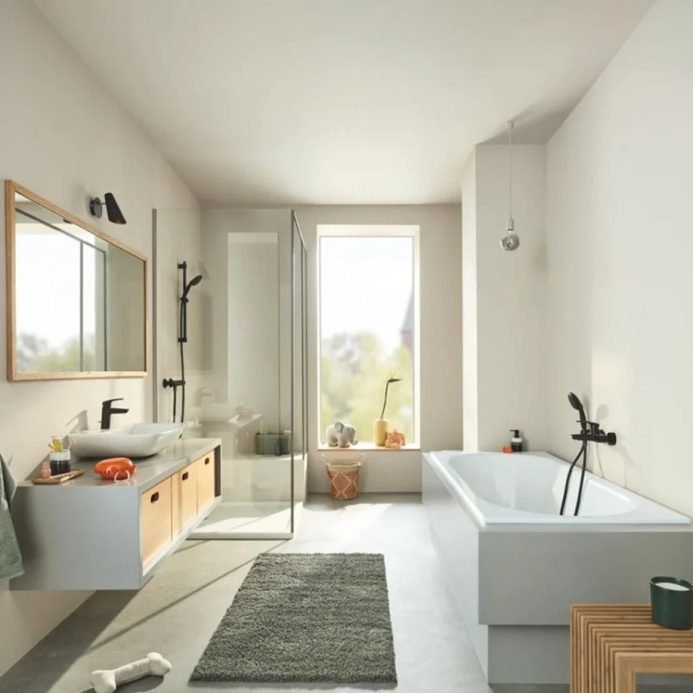 Смеситель для ванны GROHE Eurosmart внешнего монтажа, матовый черный (333002433)