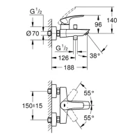 Смеситель для ванны GROHE Eurosmart внешнего монтажа, матовый черный (333002433)
