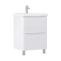 Тумба под раковину без столешницы Vigo Glem 60 напольная, 2 ящика, глянцевая белая