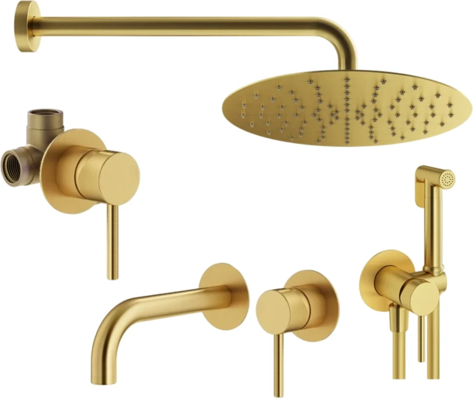 Комплект для ванной Plumberia Selection Ixo KITZXO01OB210 С ВНУТРЕННЕЙ ЧАСТЬЮ, золото брашированное