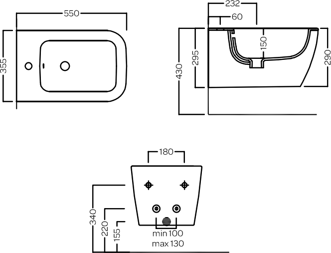 Биде подвесное Hatria Tecna Y9DG01 глянцевое белое