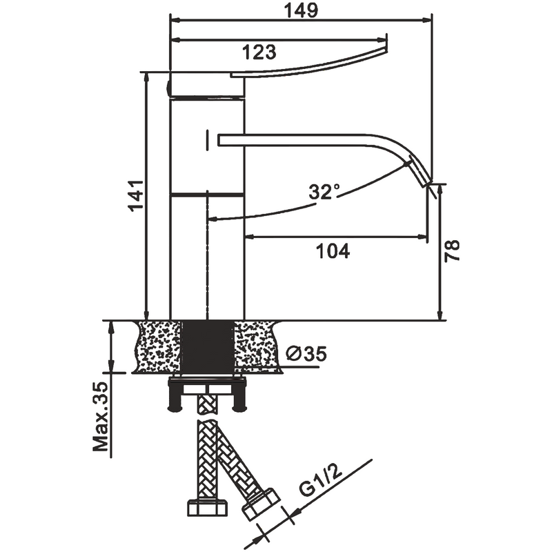 Смеситель для раковины BELZ B10812 хром