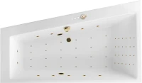 Акриловая ванна Excellent Sfera Slim Nano L 170x100 см, угловая, левая, встраиваемая, с гидромассажем, белая, асимметричная, с каркасом, со сливом-переливом, фурнитура золото