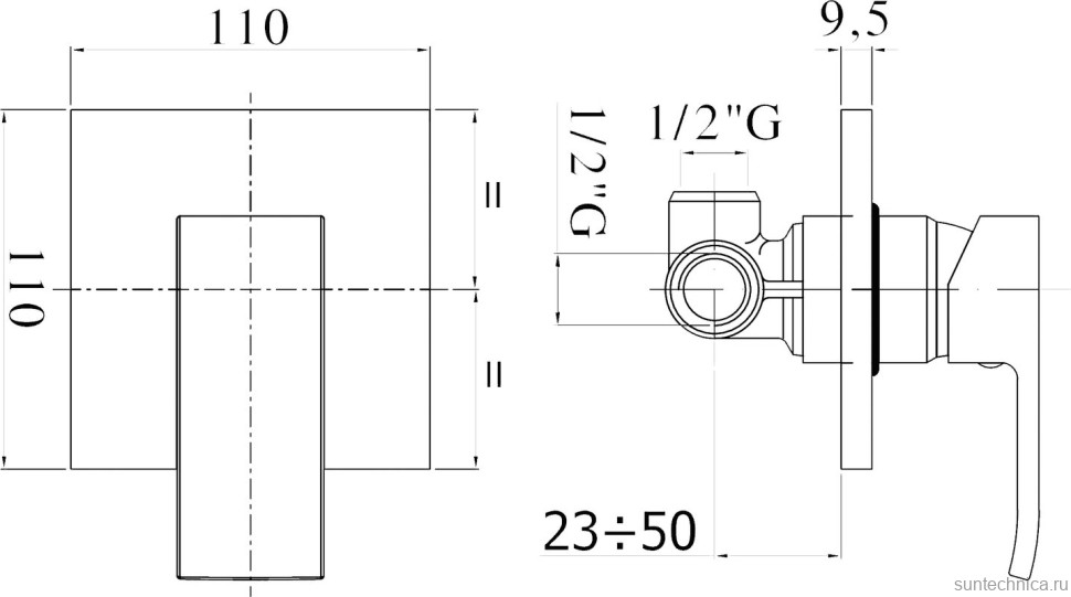Встраиваемый смеситель для душа и ванны Paffoni Elle EL010NO/M С ВНУТРЕННЕЙ ЧАСТЬЮ