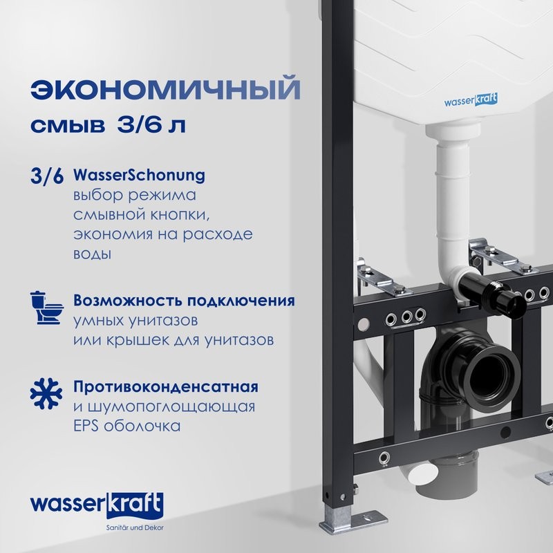 Система инсталляции для унитазов Wasserkraft Aller 10TLT.010.ME.WH01 с кнопкой смыва белой