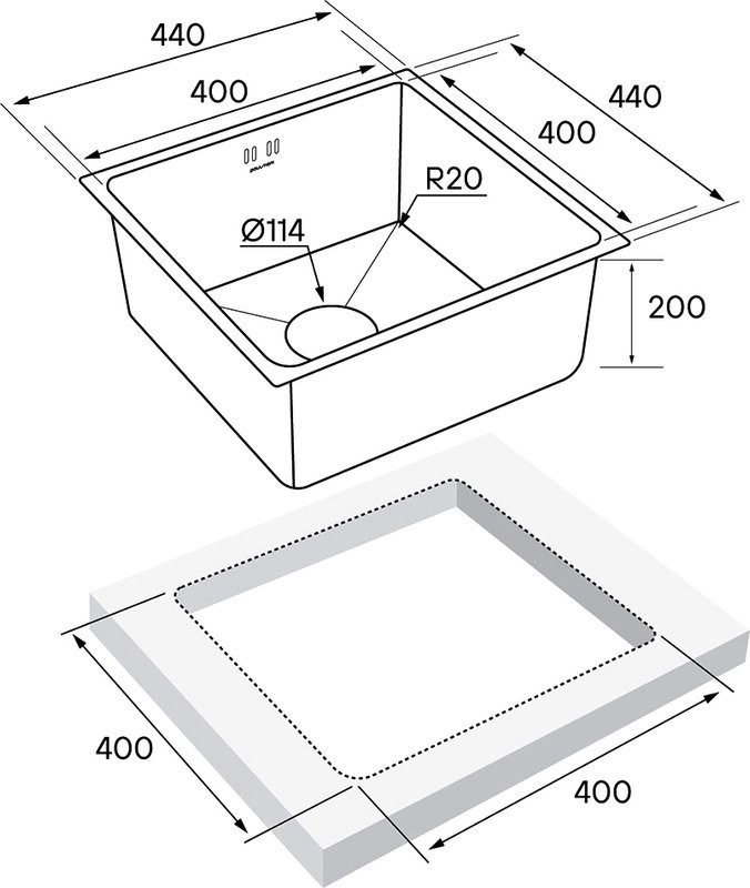 Мойка кухонная Paulmark Vista PM304444-GM вороненая сталь