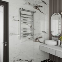 Полотенцесушитель электрический Bauedge Hotel Shelf R с полкой, 50х100, нержавеющая сталь полированная
