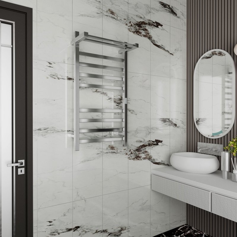 Полотенцесушитель электрический Bauedge Hotel Shelf R с полкой, 50х100, нержавеющая сталь полированная