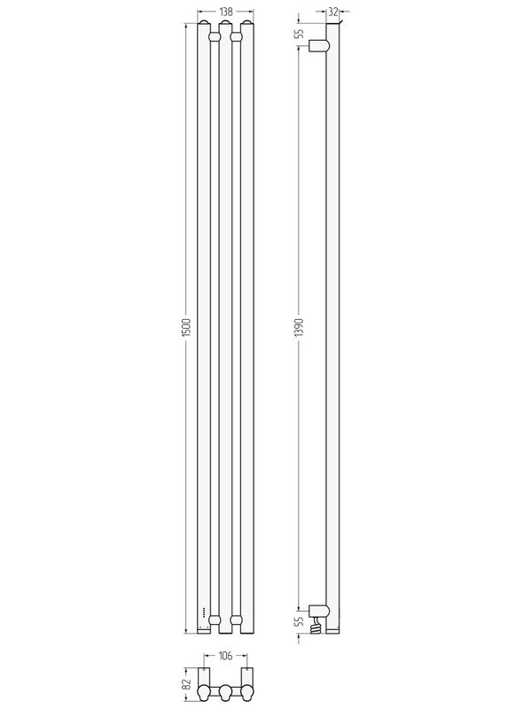 Полотенцесушитель электрический Сунержа Терция 4.0 32-0884-1506 150x15 см, подключение слева, скрытое подключение слева, золотой шелк, I-образный
