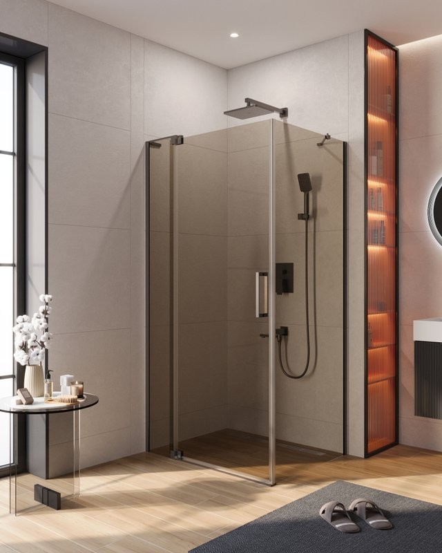 Душевой уголок Cezares Slider AH 1 100-70/80 BR GM профиль оружейная сталь, стекло бронза