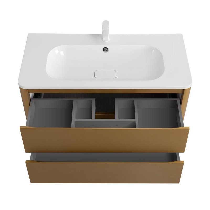 Тумба с раковиной Cezares Relax 100 брашированное золото, раковина Cezares CZR-1000/480-LV-MR-NV