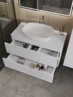 Тумба с раковиной Orange Line 100 подвесная, 2 ящика, матовая белая с раковиной B08-500W