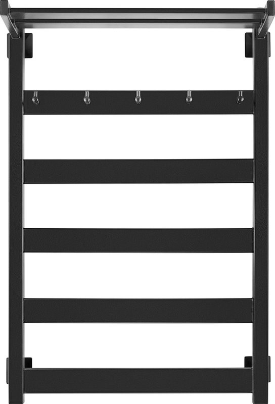 Полотенцесушитель водяной Secado Комано 1 КСП 85x55 см, матовый черный, лесенка, с полкой