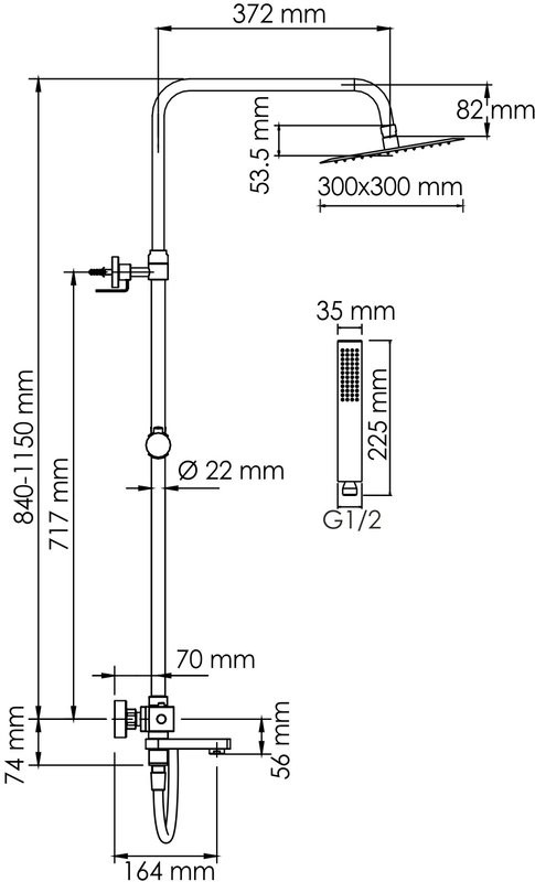 Душевая стойка Wasserkraft Aller A199.118.103.087.CH Thermo с термостатом, хром