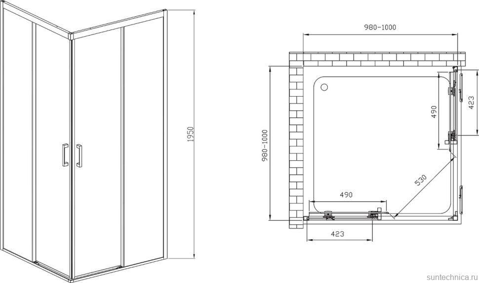Душевой уголок Vincea Soft VSS-3SO100CL 100x100, профиль хром, стекло прозрачное