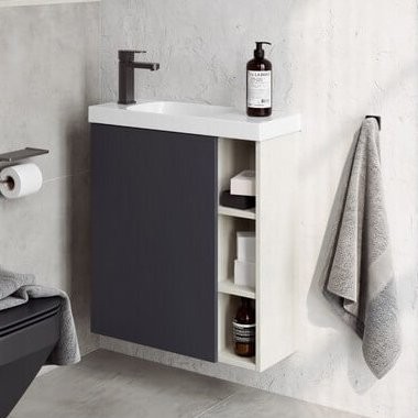 Тумба с раковиной Aqwella Alba 60 L, подвесная, светлый камень