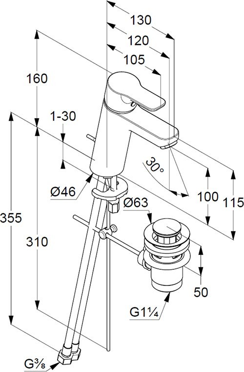 Смеситель для раковины Kludi Pure&Easy 372900565
