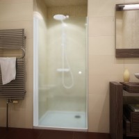 Душевая дверь в нишу Kubele DE020 DE020D601-MAT-WTMT- 85х200 85, профиль белый матовый, стекло матовое